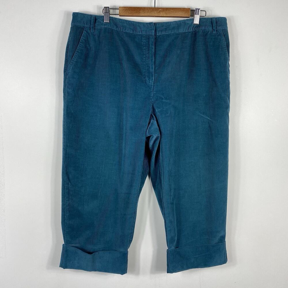 Talbots Plus Size 20 Stretch Corduroy Capri Pants Green